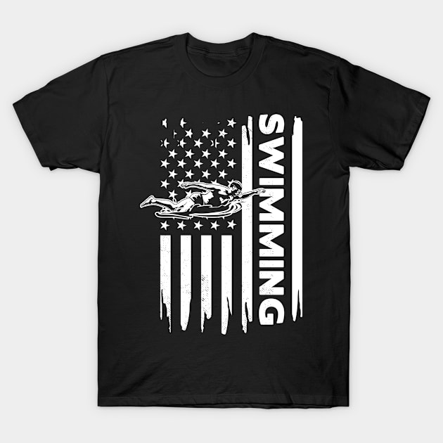 Swimming US flag graphic concept T-Shirt by tmuzaa